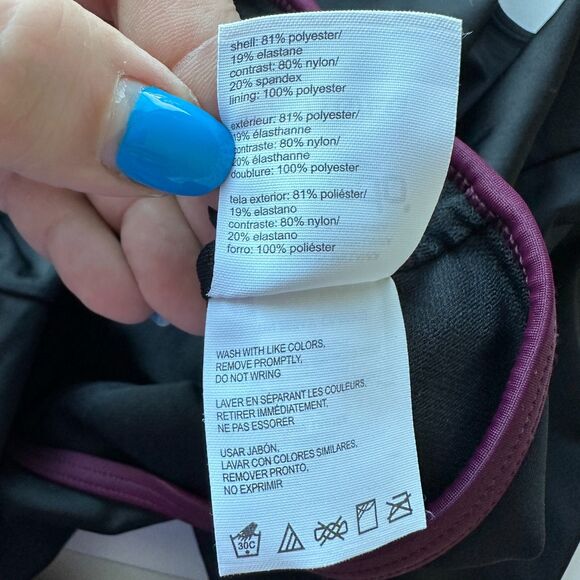 Speedo Women's Swimsuit Black Purple One Piece Fly Back Racerback Pool Beach XL - Picture 6 of 6